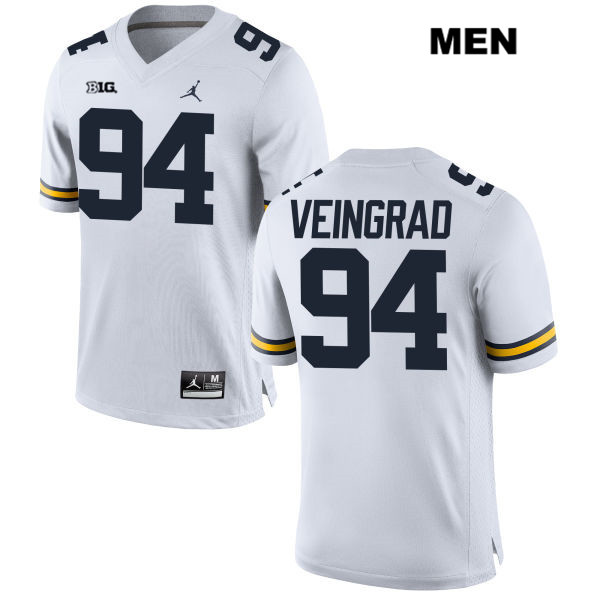 Men's NCAA Michigan Wolverines Ryan Veingrad #94 White Jordan Brand Authentic Stitched Football College Jersey LZ25R40IV
